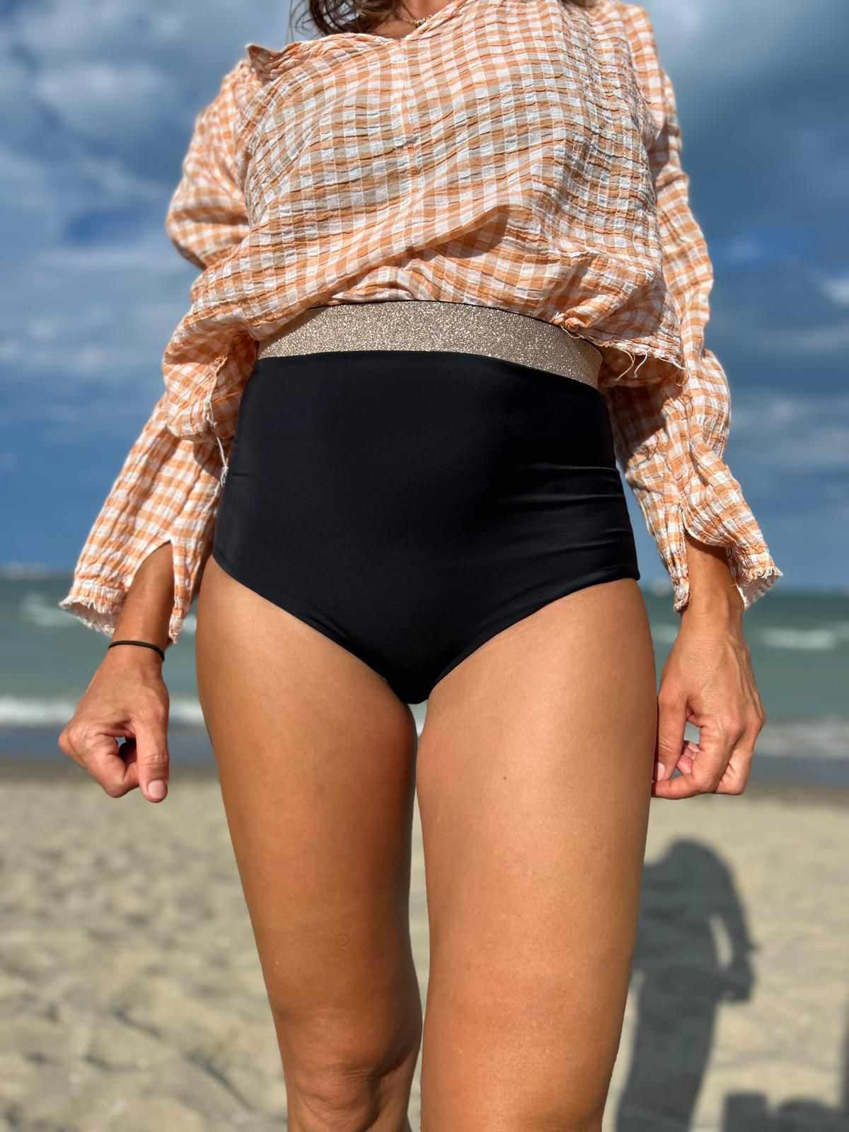 Slip Vanessa vita alta Nilu - bottom bikini artigianale indossato