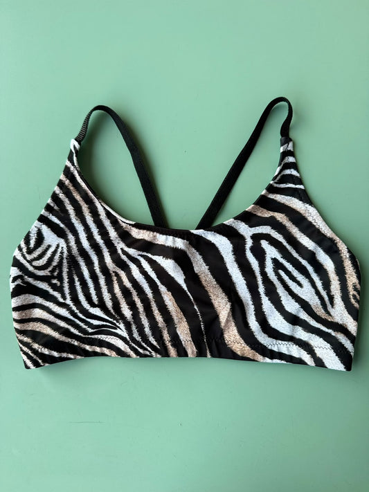 TOP BRETELLINE INCROCIATE FANTASIA ANIMALIER ZEBRATO GREY